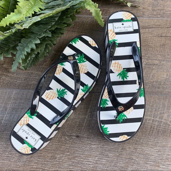kate spade Shoes - Kate Spade Pineapple Black & White Striped Sandals